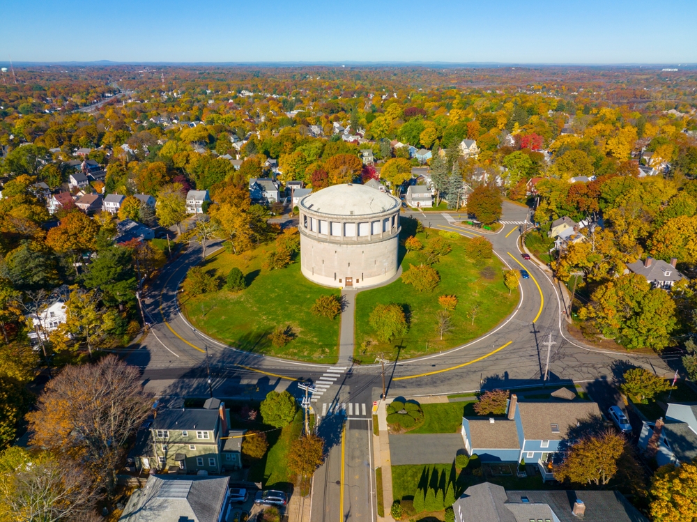 Overlooking downtown Arlington, MA and the Reservoir